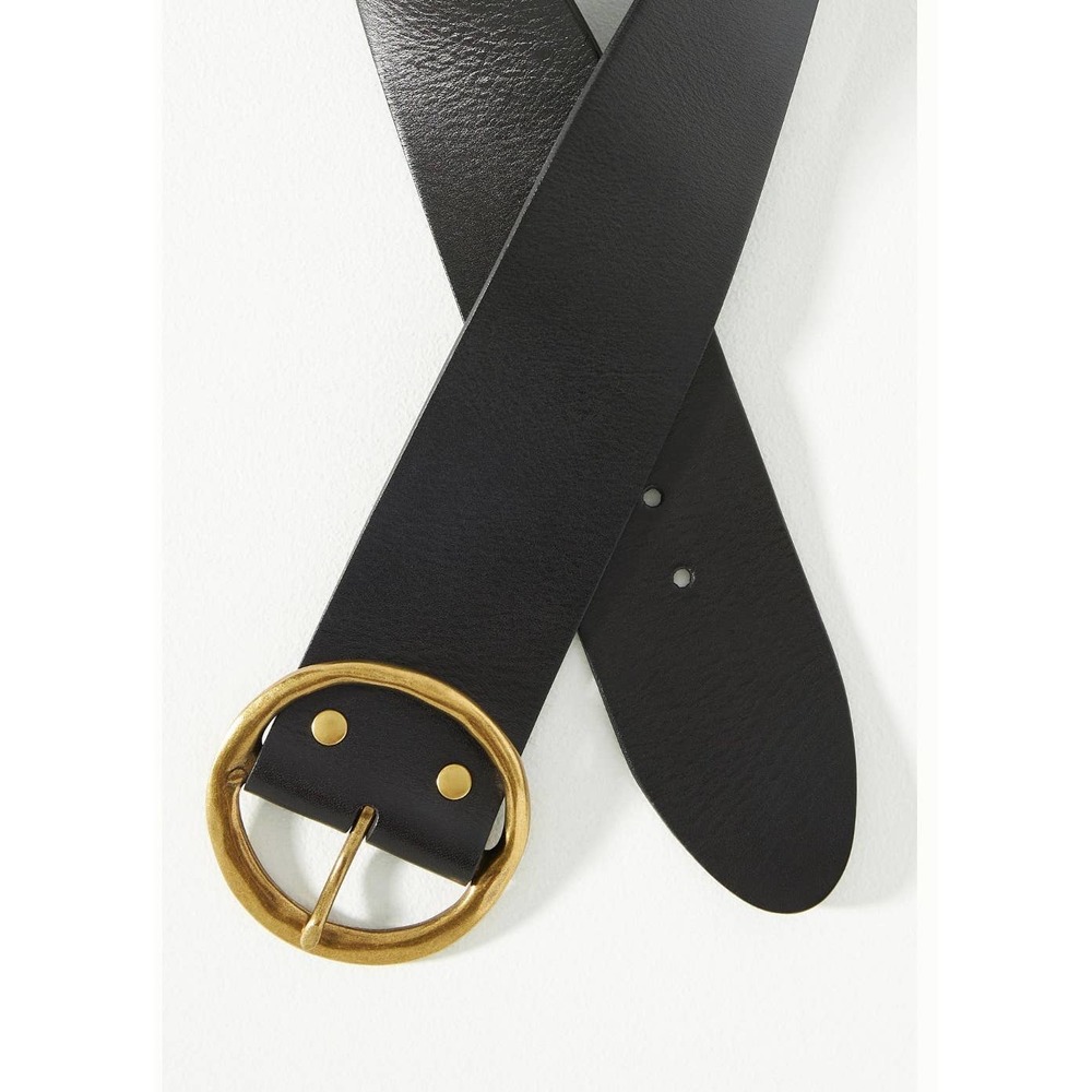 Anthropologie Wide Leather Belt Size XS/S Black New - Picture 2 of 7
